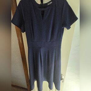 Classic Navy Short-Sleeve Fit & Flare Dress